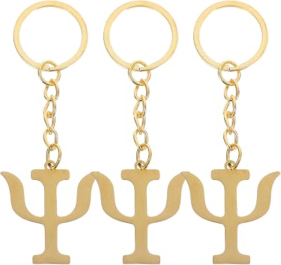 LOGOFUN 3PCS Stainless Steel Psychology Symbol Keychain Creative Personalized Key Pendant for Car Keys Bags Hanging Supplies - Golden