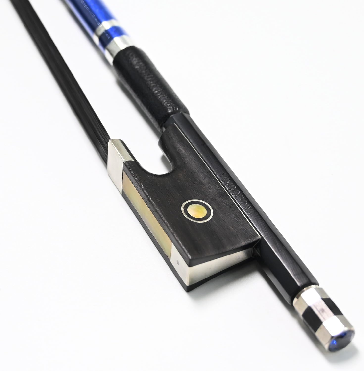 44 Full Size Violin Bow Carbon Fiber Bow with Shining Stones Natural Horse Hair Wire Winding Fiddle Bow 44, Black Horse Hair Violin Bow