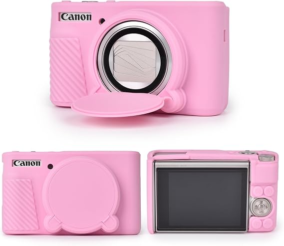 MUZIRI KINOKOO Case for Canon Powershot SX740/SX730 HS Digital Camera - Soft Protective Cover SX740 SX730 HS Camera Silicone Sleeve with Removable Lens Cover - Anti-Slip & Anti-Scratch - Pink