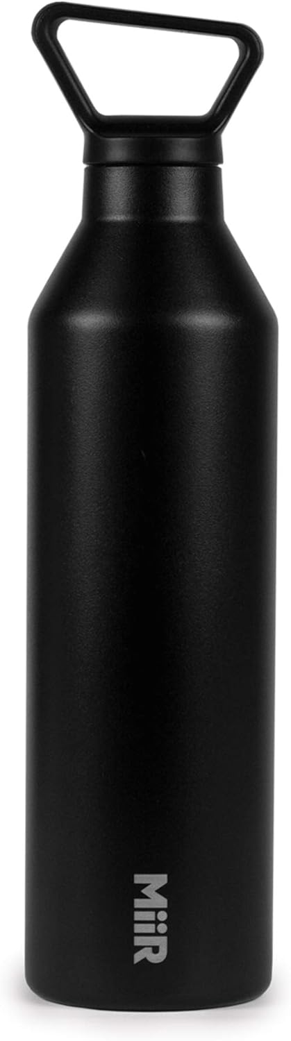 MiiR Narrow Mouth Bottle, 23 oz, Stainless Steel, Vacuum Insulated, Hot & Cold Water Bottle, 22.8 fl oz 680 ml, Portable, Black