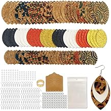 AOUXSEEM 321 Pcs Faux Leather Earrings DIY Making Kit for Beginners, Contains 96 Pre Cut Evil Eye Earring Pieces with Hooks Jump Rings Opener Earring Display Cards and Self-Adhesive Bags (Real Cork)