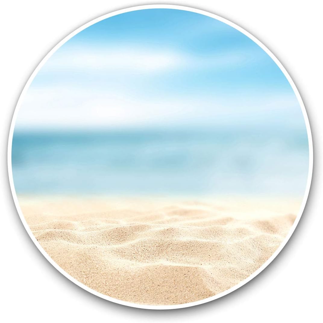 Vinyl Stickers (Set of 2) 20cm - White Sandy Beach Tropical Holiday #24478
