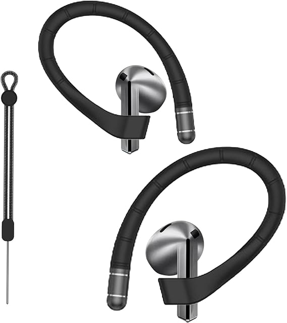 Ear Hooks for Samsung Galaxy Buds 3 Pro/Buds 3/Buds 3 FE,Sport Earbuds Covers Silicone Anti-Slip Ear hook Galaxy Buds 3 Pro ear tips Accessories Anti-Lost Lanyard,Buds 3 Ear Hooks(Black)