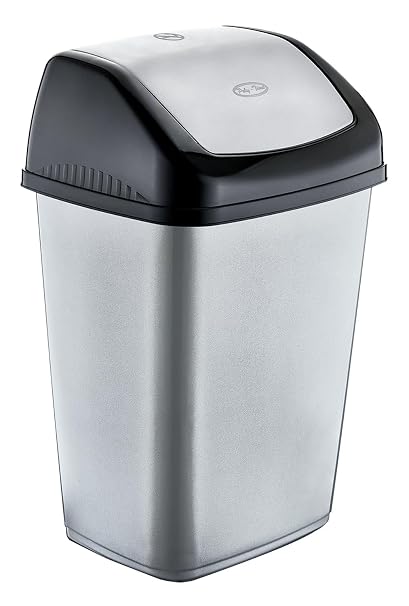 BH | 50L Swing Bin | Gray | Pack of 1 | (H 68cm x W 32cm x L42cm) | For Home, Garden, Kitchen, Office and Bathroom Rubbish Plastic Waste Bin, Trash Can Dustbin with Swing Lids - By BEST HOUSE