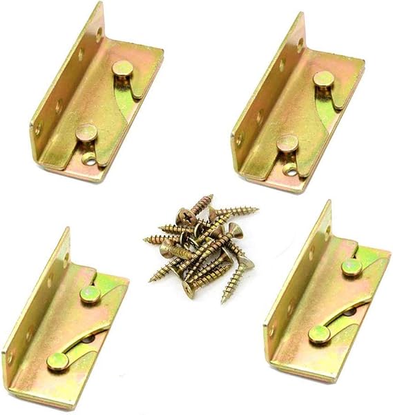 Socell 4 Sets Bed Rail Brackets Heavy Duty No-Mortise Bed Rail Fittings Wooden Bed Frame Connectors with Screws for Headboards Footboards Hold 500 pounds Maximum