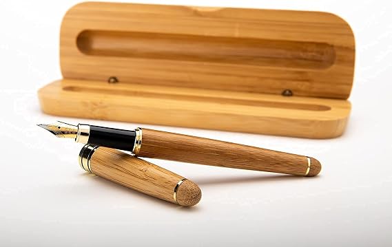 Dryden Luxury Bamboo Fountain Pen with Gift Case | 100% Handcrafted | Executive Fountain Pens Set | Vintage Pens Collection | Business & Antique Gift Pen | Calligraphy | Ink Refill Converter