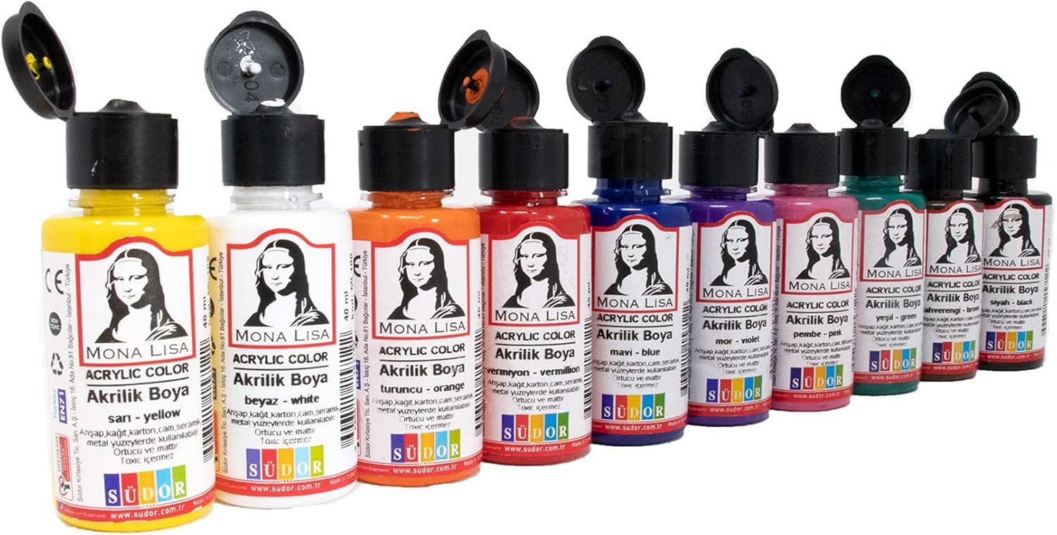Südor Mona Lisa Acrylic Paint Set 10 X 40Ml With Brush Gift