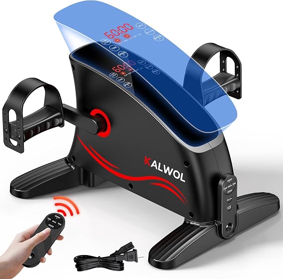 Under Desk Bike Pedal Exerciser , Leg/Arm Exerciser while Sitting for Seniors, Electric Mini Bike for Fitness & Physical Therapy with 15 Adjustabl Speed, Desk Pedal Bike for Home/Office Workout, LED Display, Remote Control