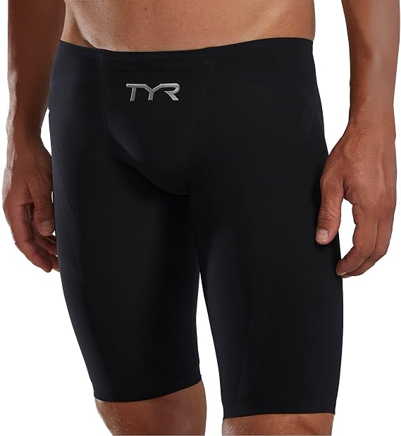 TYR Men's Venzo Solid Competition Jammer Swimsuit Onyx