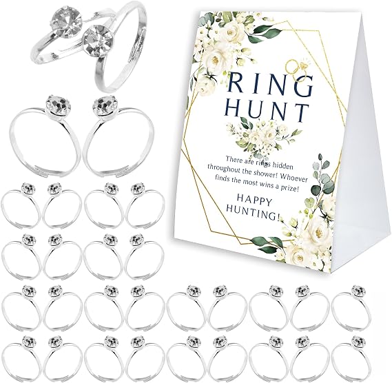 Bridal Shower Ring Game, Ring Hunt Bridal Shower Game 30 fake rings, bridal shower decorations, wedding games, bachelorette party games for guests - RH02