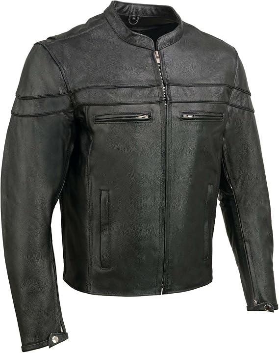 Event Biker Leather Men's Split Leather Vented Scooter Jacket