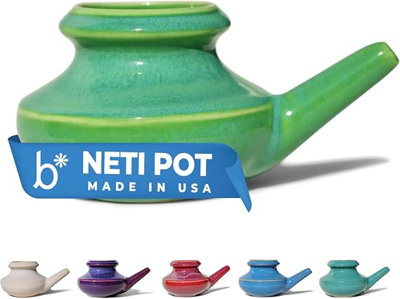 Baraka US Handcrafted Ceramic Neti Pot - Neti Pot Sinus Rinse-10oz (Apple) | Handcrafted Neti Pot Sinus Rinse, Clears Sinuses, Dishwasher Safe, Durable Food Grade Glazes, Lightweight & Easy to Use