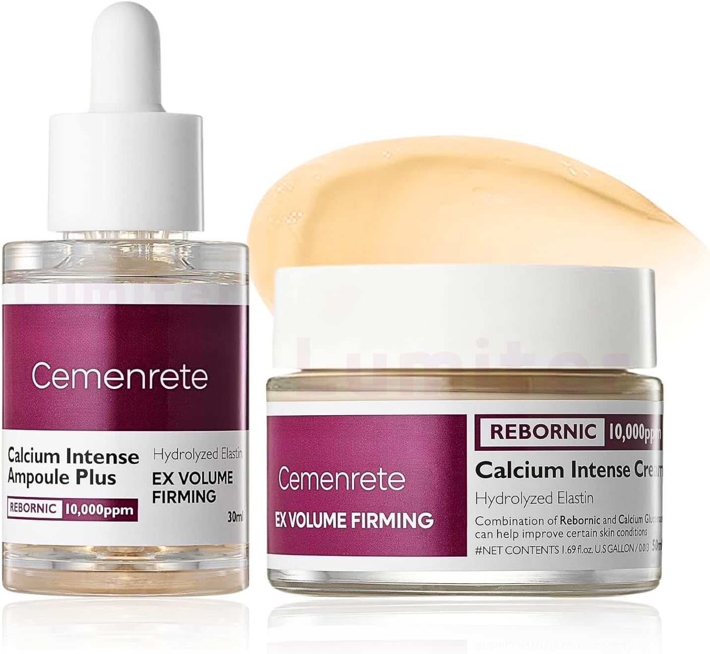 Cementere Calcium Eye Cream Anti Aging + Calcium Firming Eye Serum, Anti Wrinkle Eye Cream for Dark Circles and Puffy Eyes, Eye Bags, with Adenosine & Niacinamide, 2PCS
