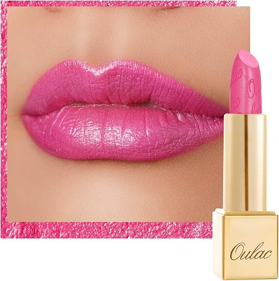 OULAC Metallic Shine Glitter Lipstick, Pink High Impact Lipcolor, Lightweight Soft and Ultra Hydrating, Long Lasting, Vegan & Cruelty-Free, Full-Coverage Lip Color 4.3 g/0.15 Sweet Lolita(17)