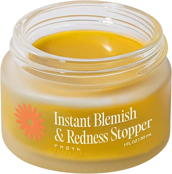 FRØYA Organics Balm to relieve blemishes and redness, helps eliminate breakouts and restore oil balance, marigold and lavender clean pores, reduces pores
