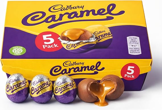 5 Pack Cadbury Easter Caramel Creme Egg Milk Chocolate Filled With Creamy Filling Chocolate, Cadburys Creme Eggs Caramel Eggs Easter Egg Hunt, Kids Easter Eggs Creme Egg 5 x 32g