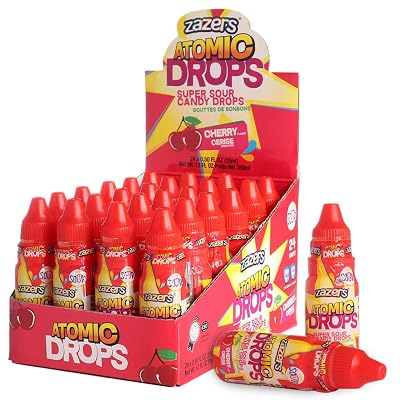 Zazers Super Sour Candy Drops Liquid Candy Pack of 24 Cherry