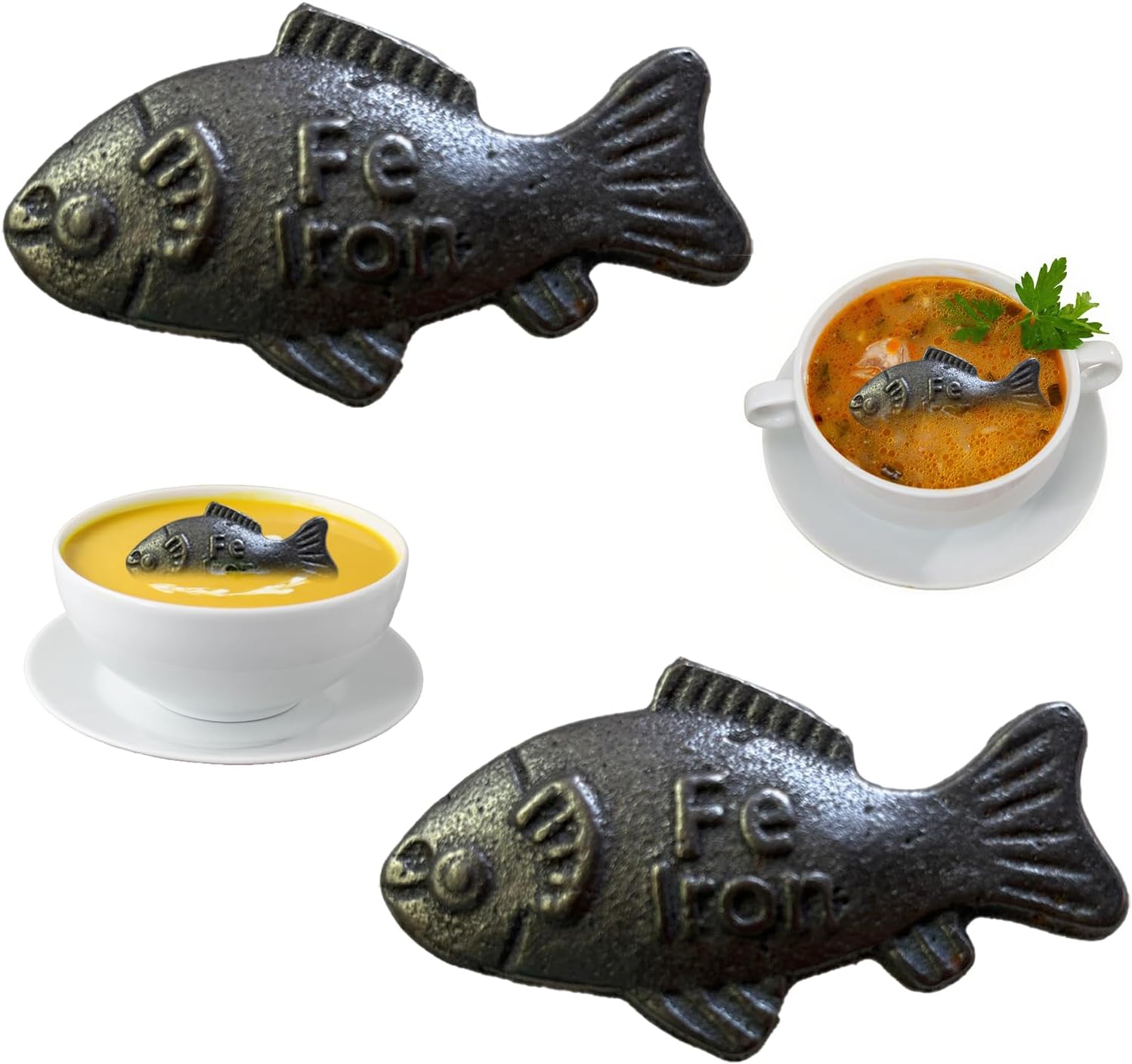 2-Pack Reusable Iron Fish for Cooking, Natural Iron Fish for Iron Deficiency, Safe Iron Supplement Tool for Vegans, Pregnant Women & Kids
