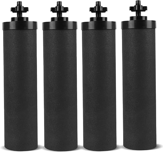 Water Filter Replacement for Black Carbon Block Filters System,Pack of 4 | Compatible with Travel,Big,Royal,Imperial Gravity Countertop Purification Elements, Removes Chlorine,Capacity 6,000 Gallons