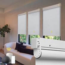 Motorized Blinds No Drill Automatic Blinds for Windows Cordless Roller Shades Electric Blinds with Remote Control Smart Blinds(0.5 x 72) (White, 34.5 x 72)