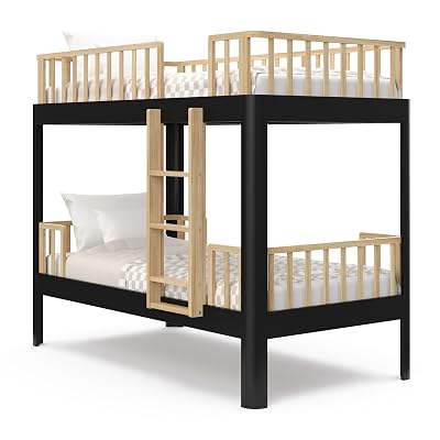 Storkcraft Next Santos Twin-Over-Twin 5-in-1 Convertible Bunk Bed Black with Natural
