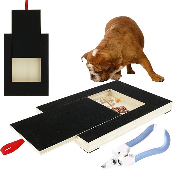 Dog Nail Scratch Board File,Dog Nail File Board with Treat Box,Nails Puppy Nail Grinding,Sandpaper Board Scratcher Alternative to Dog Nail Clippers&Grinders (Nail Clippers)