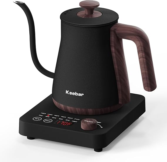 Gooseneck Electric Kettle, 0.8 L, 1000W, 6 Temp Presets, LED Display | 304 Stainless Steel Interior, 6 Presets From 158-212F, 60-Minute Keep Warm, Led Temperature Display And Boil-Dry Protection