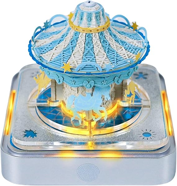 3D Art Calendar 2027,Carousel Time Piece Calendar 2027 Desk Calendar With Lights,3D Memo Pad Creative Tear Away Calendar Paper Carving Art Calendar Notepad