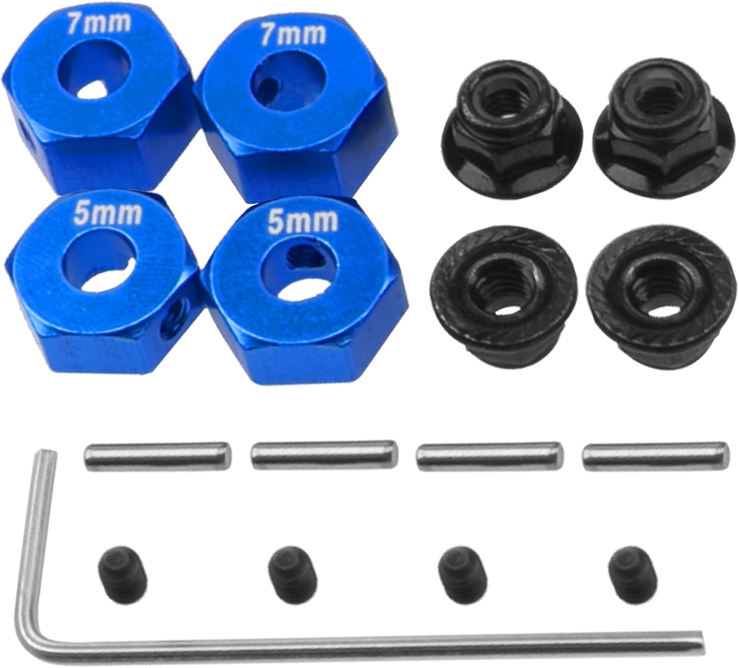 Aluminum Alloy 12mm Wheel Hex Hub Drive Adapters wLock Nuts Compatible with Horizon ECX 110 Ruckus Axe Brutus Circui AMP MTDBAMP Crush 2WD RC Car Dark Blue
