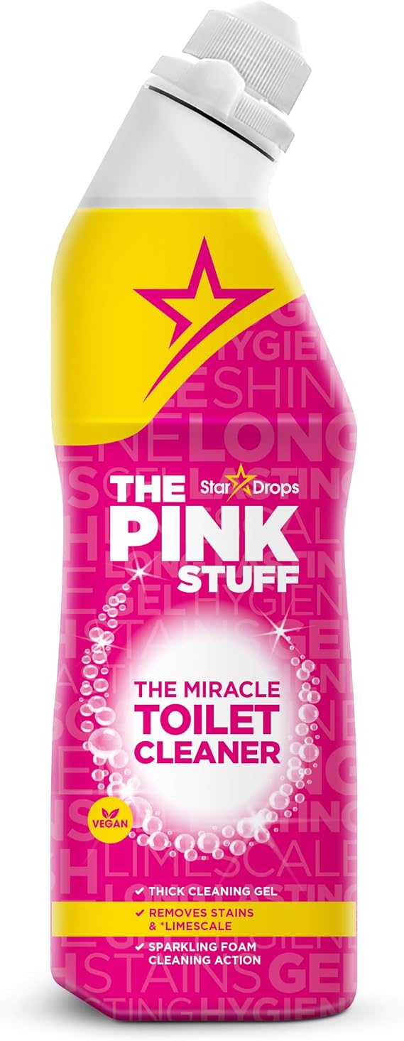 Stardrops The Pink Stuff Miracle Toilet Gel Cleaner, 25 Fl Oz | Clinging Gel Power Removes Stains & Limescale Sparkling Foam Action