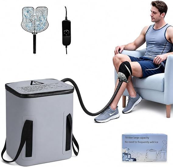 Cold Therapy Machine with Programmable Timer, Ice Machine for Knee After Surgery, Knee Replacement Recovery System for Pain Relief Cryo Compression Pad for Shoulder,Hip,Ankle,Sports Injuries