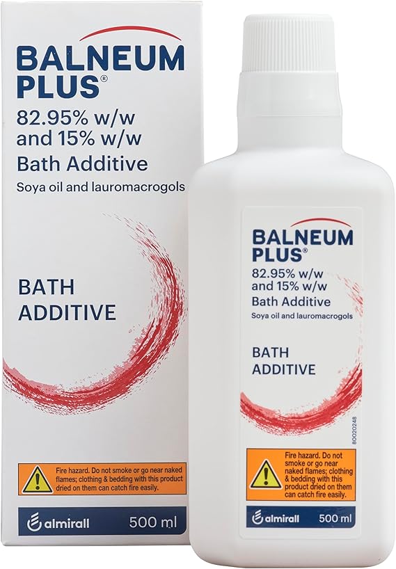 Balneum Plus Bath Additive - Bath Oil with Lauromacrogols & SOYA Oil for Intensive Hydration, Softening & Soothing of Itchy & Dry Skin, Relaxing Bath Soak for Women & Men, 500ml (Packing May Vary)