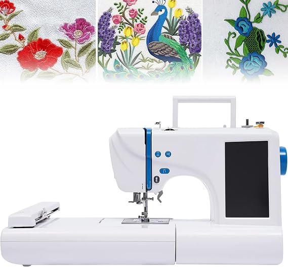 Commercial Embroidery Machine for Clothing and Bedding,Automatic Embroidery Machine Computerized 75 Built-in Designs with 4" x 9.2" Embroidery Area and LCD Touch Screen for Beginners