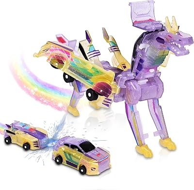 2-in-1 Collision Transformation Dinosaur Car Toy |Magnetic Cars Convertible Robot Toys|DinosaurToys for Kids 3-12 Ideal Christmas Birthday Gift for Boys and Girls Yellow