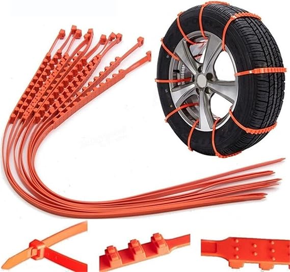 50PC Reusable Anti Snow Chains for Car, SUV, Pickup Trucks - Universal Adjustable Emergency Non-Slip Cable Tie for Snow and Mud - Tire Width 145mm-295mm