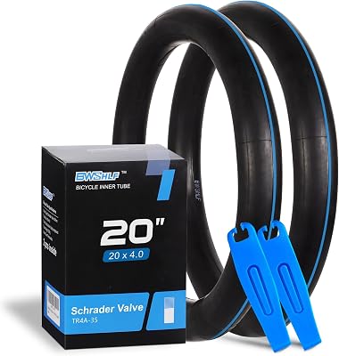 BWSHLF Fat Tire Tube, 20 x 4.0 Schrader Valve 3548 MM Fat Tire Inner Tube, High Air Tightness, Anti-Puncture, with 2 Tire Levers Included-2 Pack