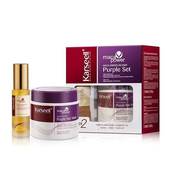 Karseell Purple Hair Mask & Argan Hair Oil Set, 16.9 fl oz + 1.69 fl oz