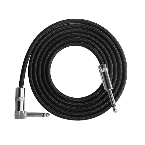 guitar to audio interface cable Right angle to straight 6.35mm instrument cable suitable for electric bass guitars(Black)