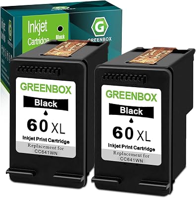 GREENBOX Remanufactured 60XL Black Ink Cartridge Replacement for HP 60XL 60 XL Cartridge for PhotoSmart C4780 C4680 C4795 C4640, Deskjet F4480 F4440 F2430 F4280, Envy 110 120 111 114 2 Black