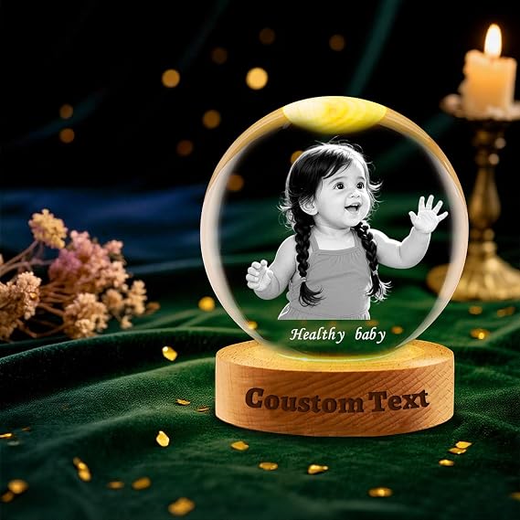 Personalized Christmas Snow Globe with Photo Text Custom Crystal Ball