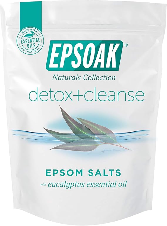 Epsoak Epsom Salt 2 lb. USP Magnesium Sulfate with Detox + Cleanse Scent Resealable Epsom Salt Bag, Made in The USA, Cruelty-Free Certified