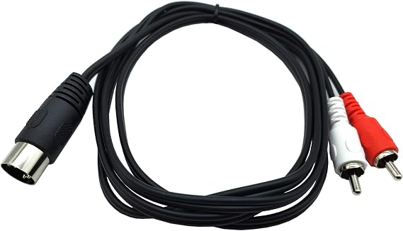 DIN 5 Pin to RCA Cable,Qaoquda 5ft/1.5m 5-Pin Din Male Plug to 2-RCA Male Audio Adapter Cable for Electrophonic Bang & Olufsen, Naim, Quad.Stereo Systems (DIN 5P M-2RCA M)
