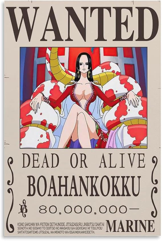 Boa Hancock Anime Wanted Bounty Poster Canvas Art Poster And Wall Art Picture Print Modern Family Bedroom Decor Posters 24x36inch(60x90cm)