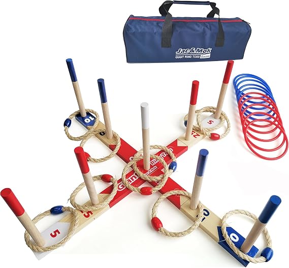 Ring Toss Game, Throwing Game, Ring Toss Game, Wooden Rings Throwing Game with Carry Bag