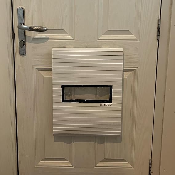 Door Letter Mail Catcher, Letter Box, Letter Mail Parcel Catcher Cage for UPVC Wooden Doors, Mail holder For Front Door, No Screws Required, Letterbox (WHITE BAMBO)