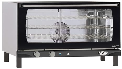 Cadco XAF-183 Full-Size Heavy-Duty Countertop Convection Oven, 31-1/2" Stainless Steel with Humidity Control, 3 Shelves, Manual Controls, 208/240V for Restaurants, Kiosks, Food Trucks