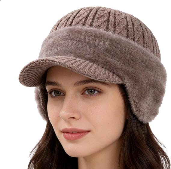 Hat with Ear Flaps - Breathable Knitted Soft Warm Hat - Women, for Party, Holiday, Autumn, Year, Daily, Indoor, Outdoor, Thanksgiving, Birthday, Offices, Home, Party