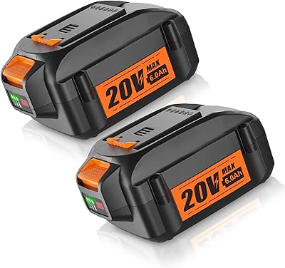 2Pack DSANKE WA3520 20V 6.0Ah Replacement for Worx 20V Battery WA3520 WA3525 WG151s WG155s WG251s WG255s, WG540s, WG545s, WG890, WG891 Worx 20Volt Lithium ion Cordless Power Tools