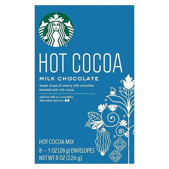 Starbucks Milk Chocolate Cocoa, 8 Count Box, 8 oz (Pack of 1)