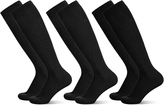 FRIUSATE 3 Pairs Football Socks for Men, Black Soccer Socks Long Sports Socks for Adult Rugby Hockey Running Gym Workouts (38-44)